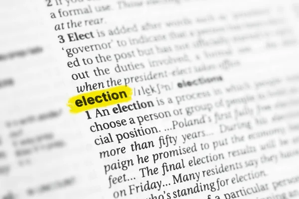 Hervorgehobenes Englisches Wort Election Und Seine Definition Wörterbuch — Stockfoto