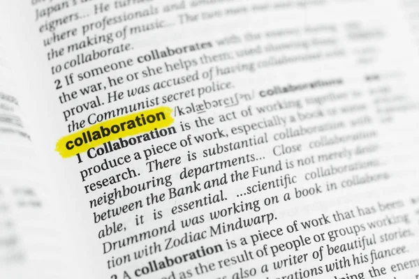Highlighted English Word Collaboration Its Definition Dictionary — Stock Photo, Image