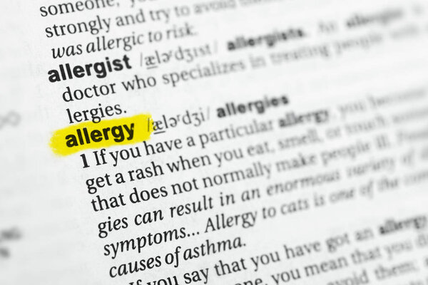 Highlighted Russian word "allergy" and its definition at the dictionary
.
