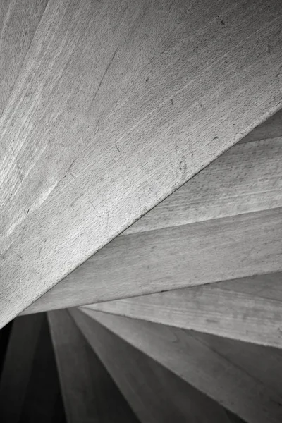 Abstract composition with wooden steps indoor in black and white