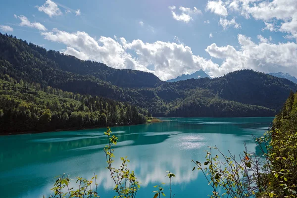 Alpine lake in an environment of mountains and the woods