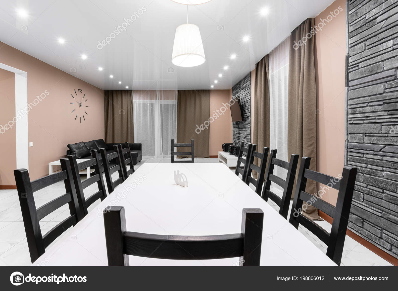 Dining Table For Ten People Modern Minimalism Style Drawing