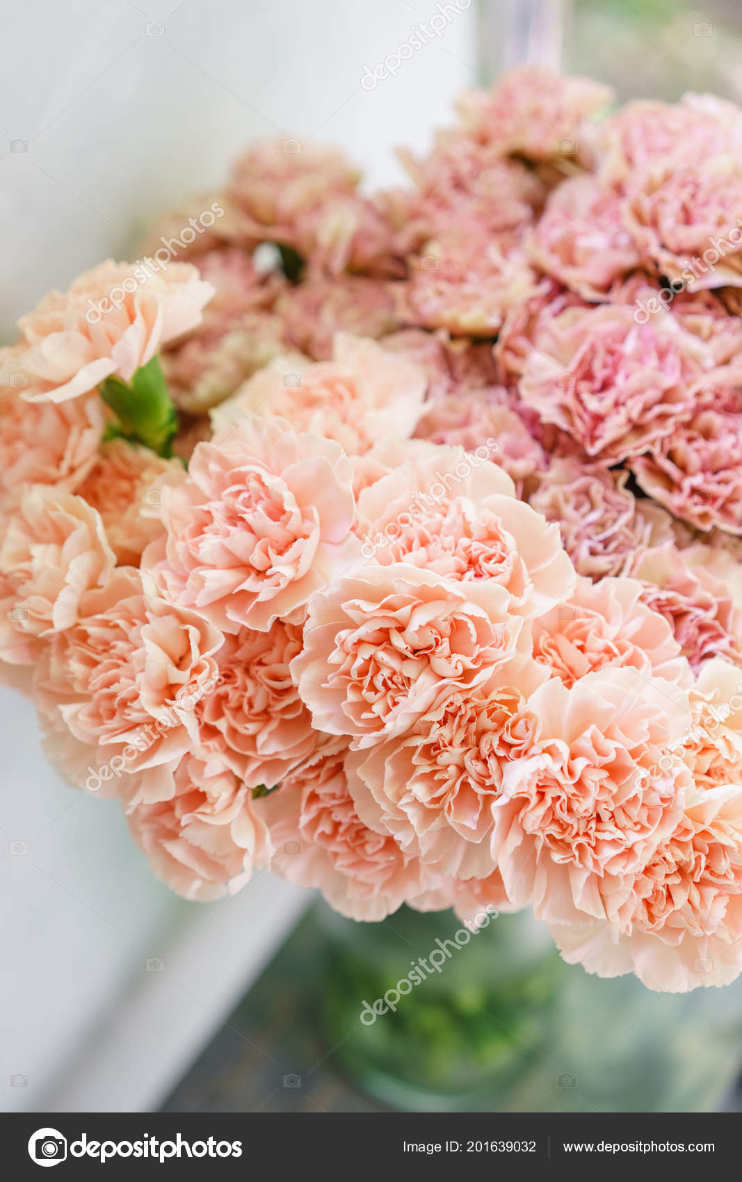 Lovely Flowers In Glass Vase Beautiful Bouquet Of Carnation Is An