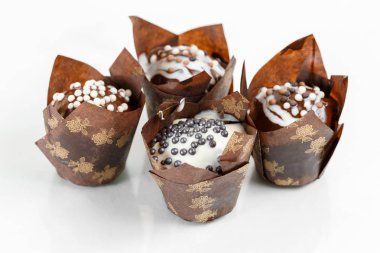 Muffin Kek portre. Çikolata ve meyve doldurma