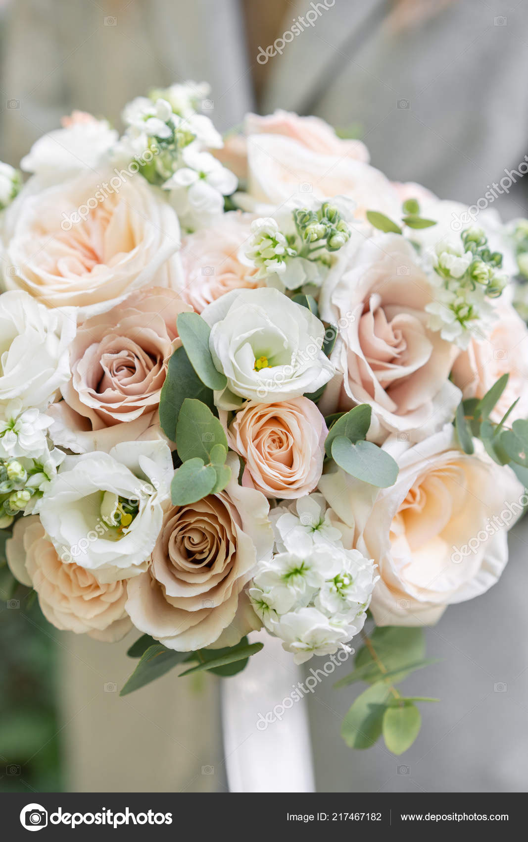 Spring Mood Young Girl Holding A Beautiful Wedding Bouquet