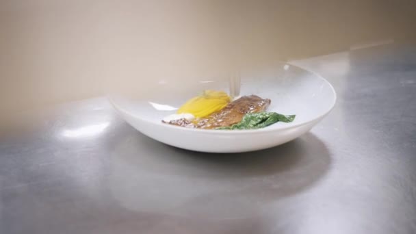 Skupina Kuchaři Zaneprázdněn Komerční Kuchyni Restauraci Personál Restauraci Nebo Hotelu — Stock video