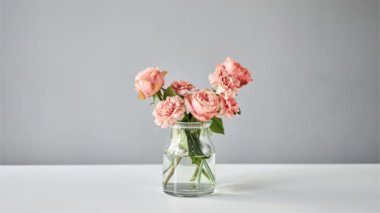 Hareketi durdur. Buket 005, adım adım vazoya çiçek yerleştirmek. Çiçek demeti, eve gitmek için hazır. Dekorasyon için taze kesilmiş çiçekler. Avrupa çiçekçisi. Taze kesilmiş çiçek getirdim..