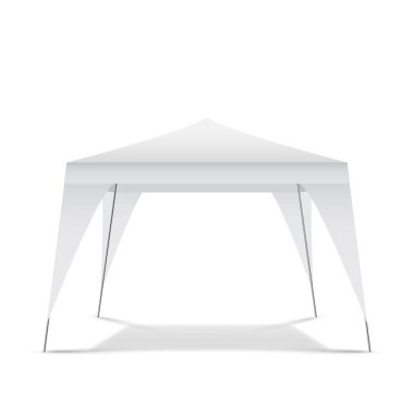 İzole, açık sergi, vektör çizim için beyaz boş çadır