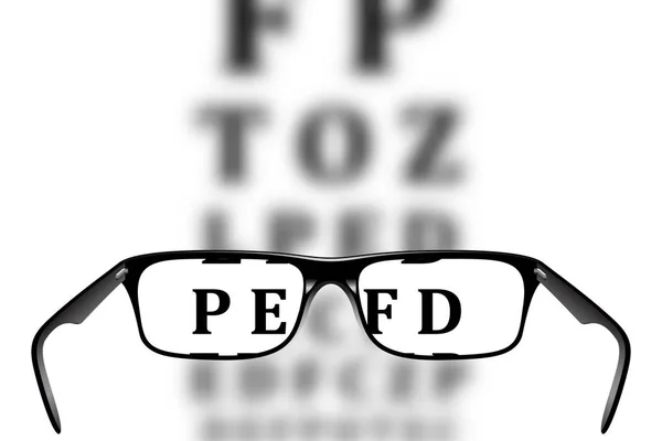 Brýle Rozmazané Dopisy Snellenova Vektorová Design — Stockový vektor