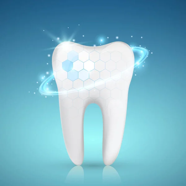 Zdrowy Ząb Efekt Pomyślna Koncepcja Wybielania Zębów — Wektor stockowy