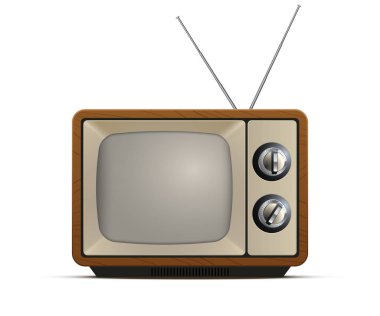 Gerçekçi retro tv illüstrasyon, eski bir tv ekranı, vektör tasarımı