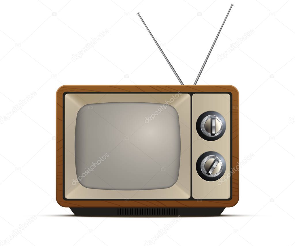 Realistic retro tv illustration, old tv screen, vector design