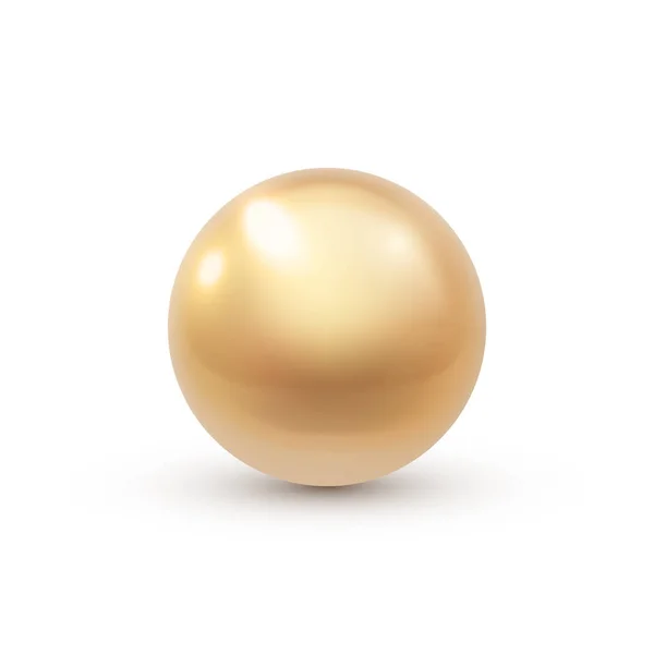 Realistische Goldglänzende Perle Auf Glattem Hintergrund Vektorillustration — Stockvektor