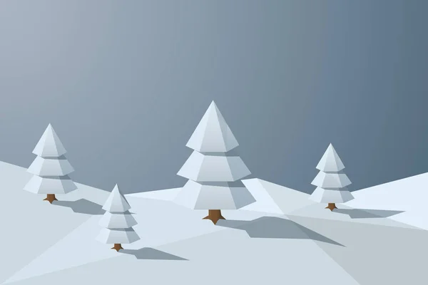 Fond Hiver Polygonal Bas Avec Arbre Noël Illustration Vectorielle — Image vectorielle