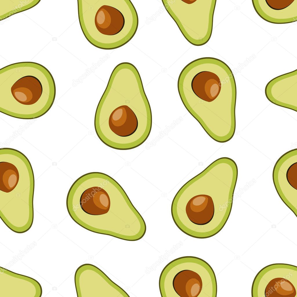 Flat style avocado seamless pattern, vector avocado backgrounds 