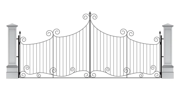 Puerta Entrada Hierro Forjado Con Columnas Ilustración Vectorial Sobre Fondo — Archivo Imágenes Vectoriales