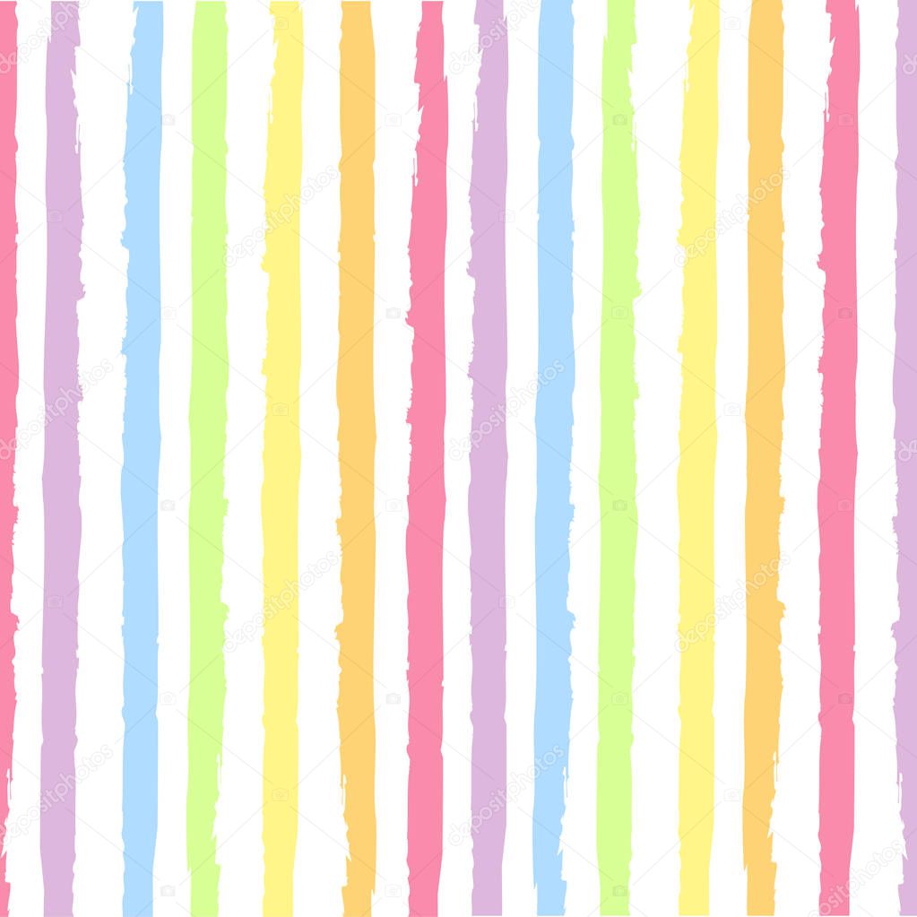 Cute pattern with rainbow colors stripes.  Textured background for Birthday, party, rainbow concept. Vector.