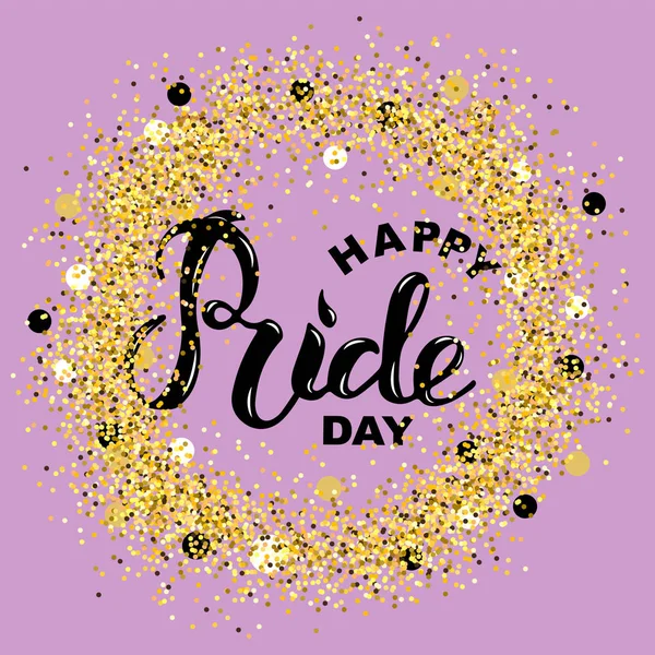 Happy Pride Day Sms Isolerade Ultra Violett Bakgrund Hand Skrivna — Stock vektor