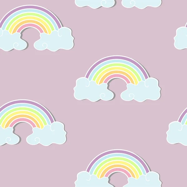 Vzor Bezešvé Rainbow Mraky Vektorové Ilustrace Pro Textilie Tkaniny Trička — Stockový vektor