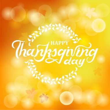 Elle çizilmiş mutlu Şükran günü metin. Şükran günü logosu, rozet, kartpostal, poster, afiş, web için yazı. Vektör çizim, resim, yeni yıl eğlencesi daveti için. Arka plan üzerinde izole.