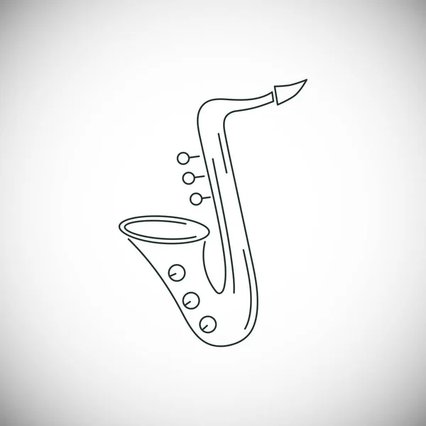 Saxophone Icon Isolated White Background Line Style Vector Illustration — Stock Vector