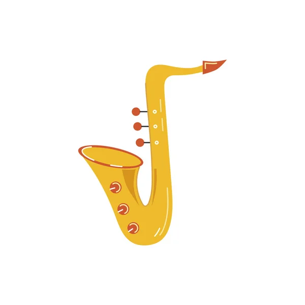 Saxophone Icon Isolated White Background Flat Style Vector Illustration — Stock Vector