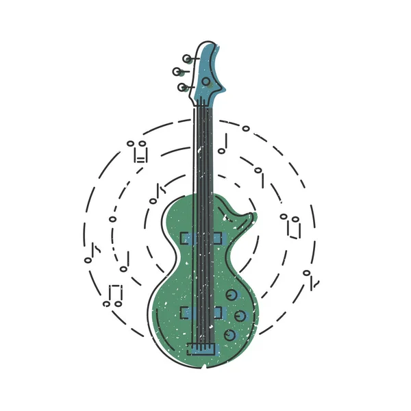 Icono Bajo Guitarra Aislado Fondo Estilo Plano Ilustración Vectorial — Vector de stock