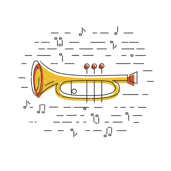 Cornet Horn Icon Isolated Background Flat Style Vector Illustration — Stock Vector