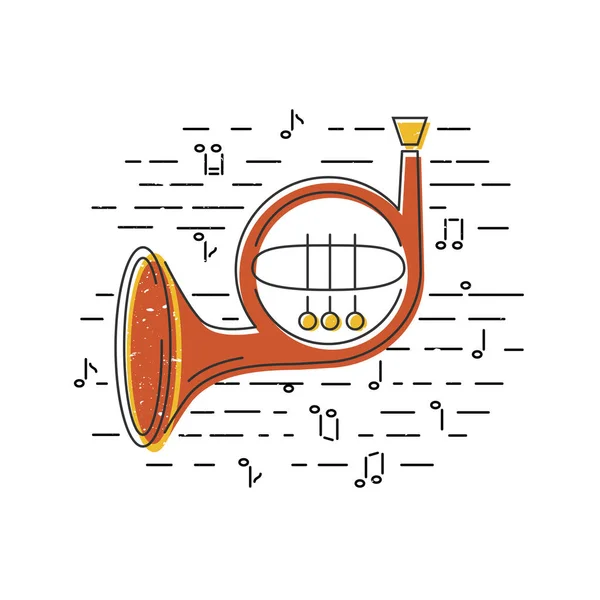 French Horn Icono Aislado Fondo Estilo Plano Ilustración Vectorial — Archivo Imágenes Vectoriales