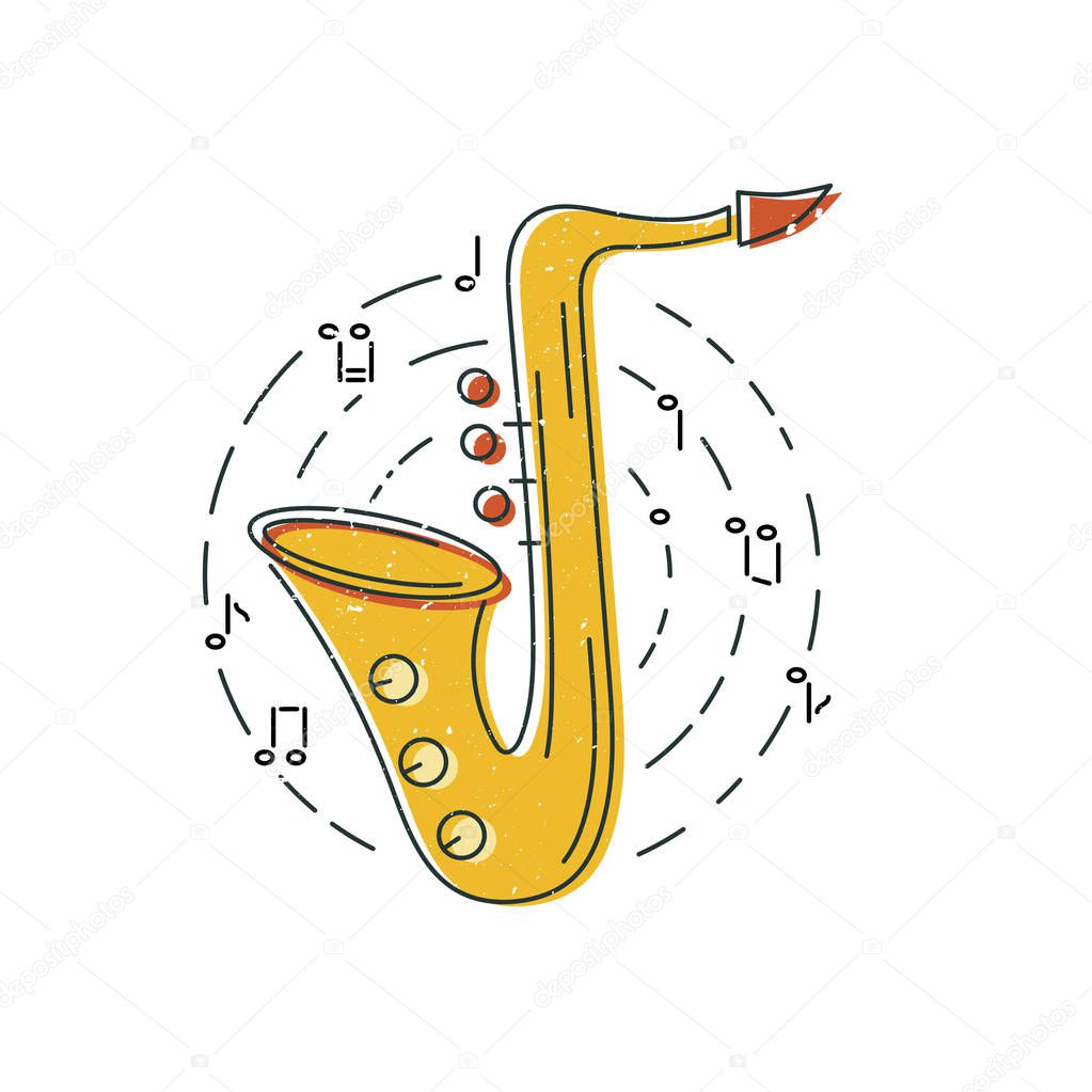 Saxophone icon isolated on background. Flat style. Vector illustration