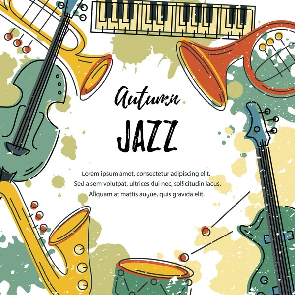 Sjabloon Voor Muziekfestival Jazz Party Uitnodiging Wenskaart Concert Poster Vectorillustratie — Stockvector