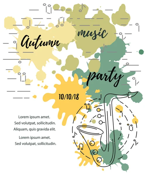 Müzik Festivali Caz Parti Davetiye Tebrik Kartı Konser Poster Için — Stok Vektör