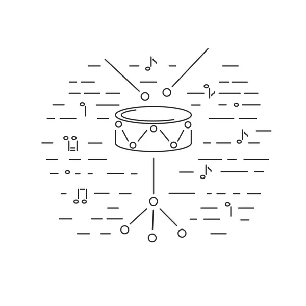 Icona Del Tamburo Isolata Sullo Sfondo Stile Linea Illustrazione Vettoriale — Vettoriale Stock