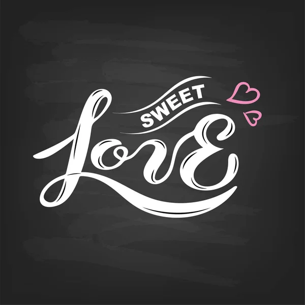 Sweet Love Tekst Białym Tle Tle Podpisem Odręcznym Napisem Sweet — Wektor stockowy