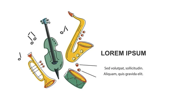 Vorlage Für Musikfestival Jazzparty Einladung Grußkarte Konzertplakat Vektorillustration Mit Saxophon — Stockvektor