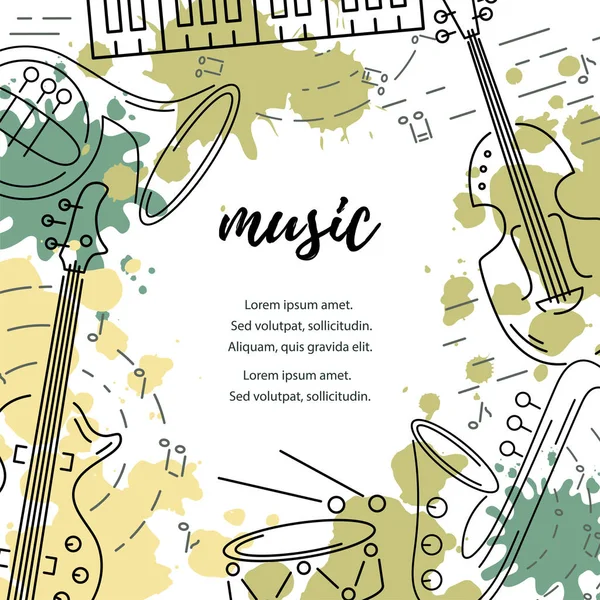Шаблон Музичного Фестивалю Джазової Вечірки Запрошення Вітальної Листівки Концертного Плакату — стоковий вектор