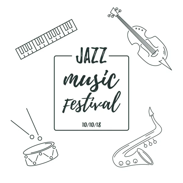 Modèle Pour Festival Musique Fête Jazz Invitation Carte Vœux Affiche — Image vectorielle