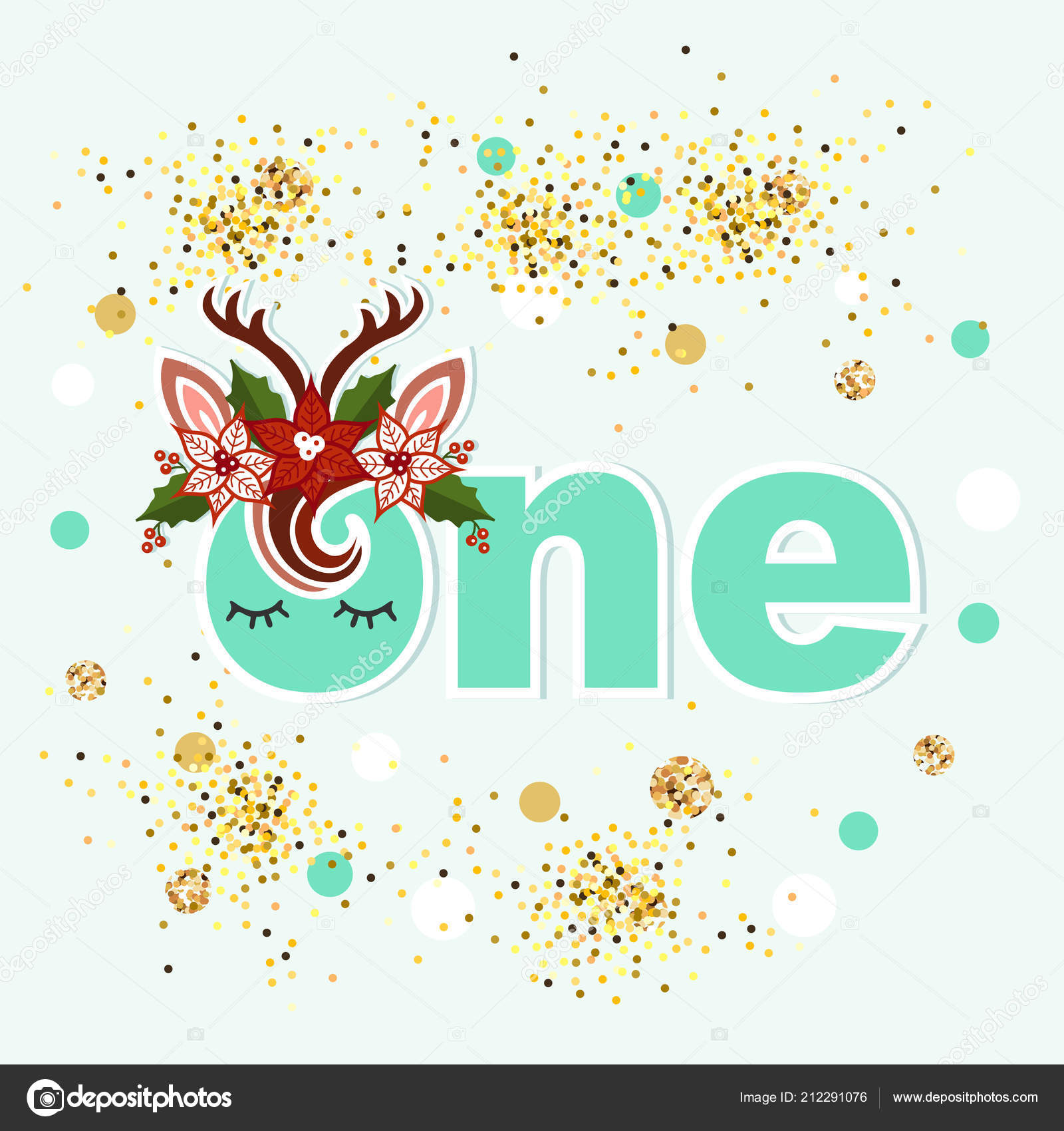Vector Illustration One Deer Antlers Eyes Christmas Wreath Template ... Vector Illustration One Deer Antlers Eyes Christmas Wreath Template ...