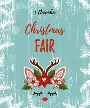 Noel adil vektör çizim geyik ile. Geyik logo, rozet, yama olarak. Davet, Doğum günü, selamlar, parti, Merry Christmas cinayet sebebi için şablon.