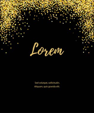 Şablon için tebrik, davet, web afiş, festival, tatil, Noel. Vektör çizim. Çerçeve altın konfeti ile. Vektör çizim.