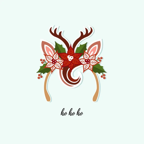Оленьи Повязки Бахромой Рога Цветок Векторная Иллюстрация Рождественская Повязка Голову — стоковый вектор