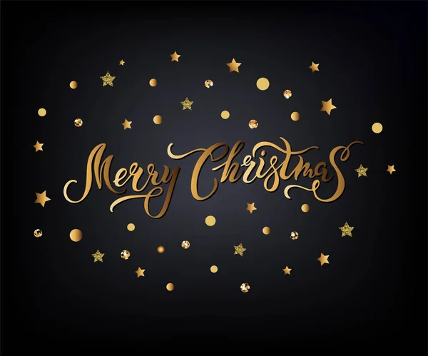 メリー クリスマス手描き文字が背景に分離されました 幸せな休日のグリーティング カード はがき動機 バッジ Web 招待状 ポスターのカリグラフィのデザイン 冬の休日のためのタイポグラフィ — ストックベクタ