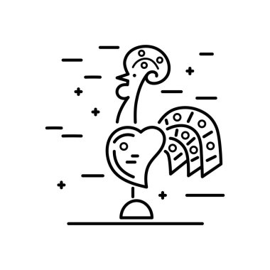 Rooster logo design. Line style vector illustration. Portuguese traditional rooster. clipart