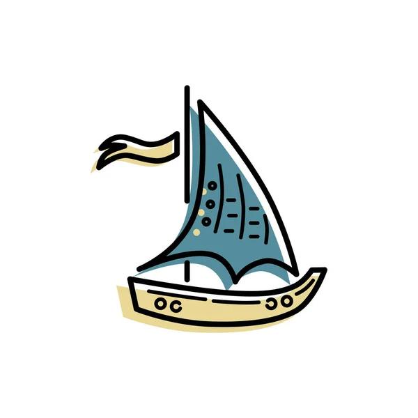 Дизайн Логотипа Яхты Векторная Иллюстрация Плоского Линейного Стилей Концепция Путешествия — стоковый вектор