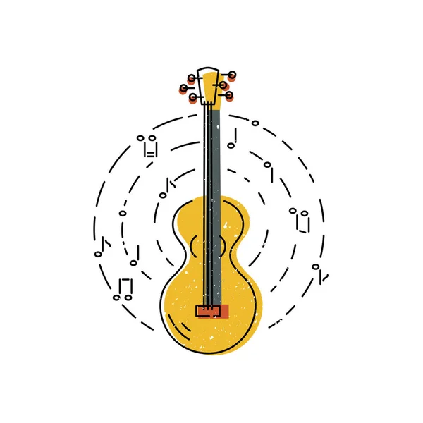 Guitar Icon Isolated White Background Flat Line Style Vector Illustration — Stock Vector