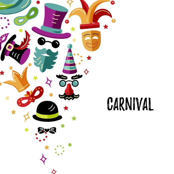 Ilustração Vetorial Com Objetos Carnaval Comemorativos Modelo Para Carnaval Convite — Vetor de Stock
