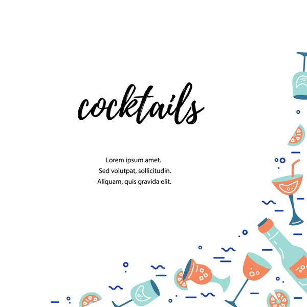 Illustration Vectorielle Avec Verres Cocktail Modèle Pour Menu Bar Fête — Image vectorielle