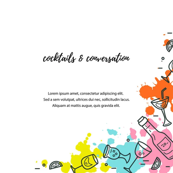 Illustration Vectorielle Avec Verres Cocktail Modèle Pour Menu Bar Fête — Image vectorielle