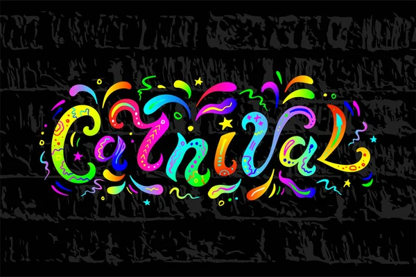 Texto Carnaval Como Título Logotipo Crachá Patch Isolado Fundo Colorido — Vetor de Stock