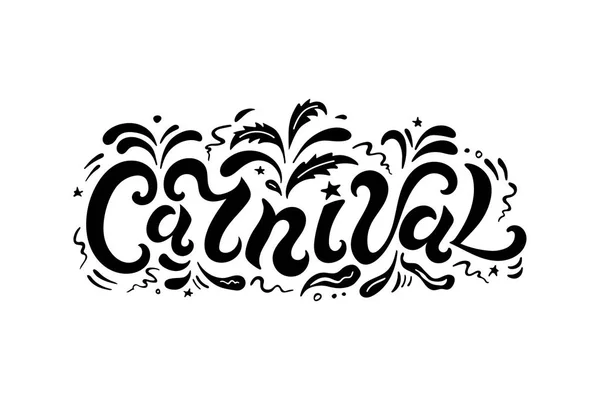 Ручне Написання Карнавалу Ізольовано Білому Тлі Заголовка Логотипу Наклейки Векторні — стоковий вектор